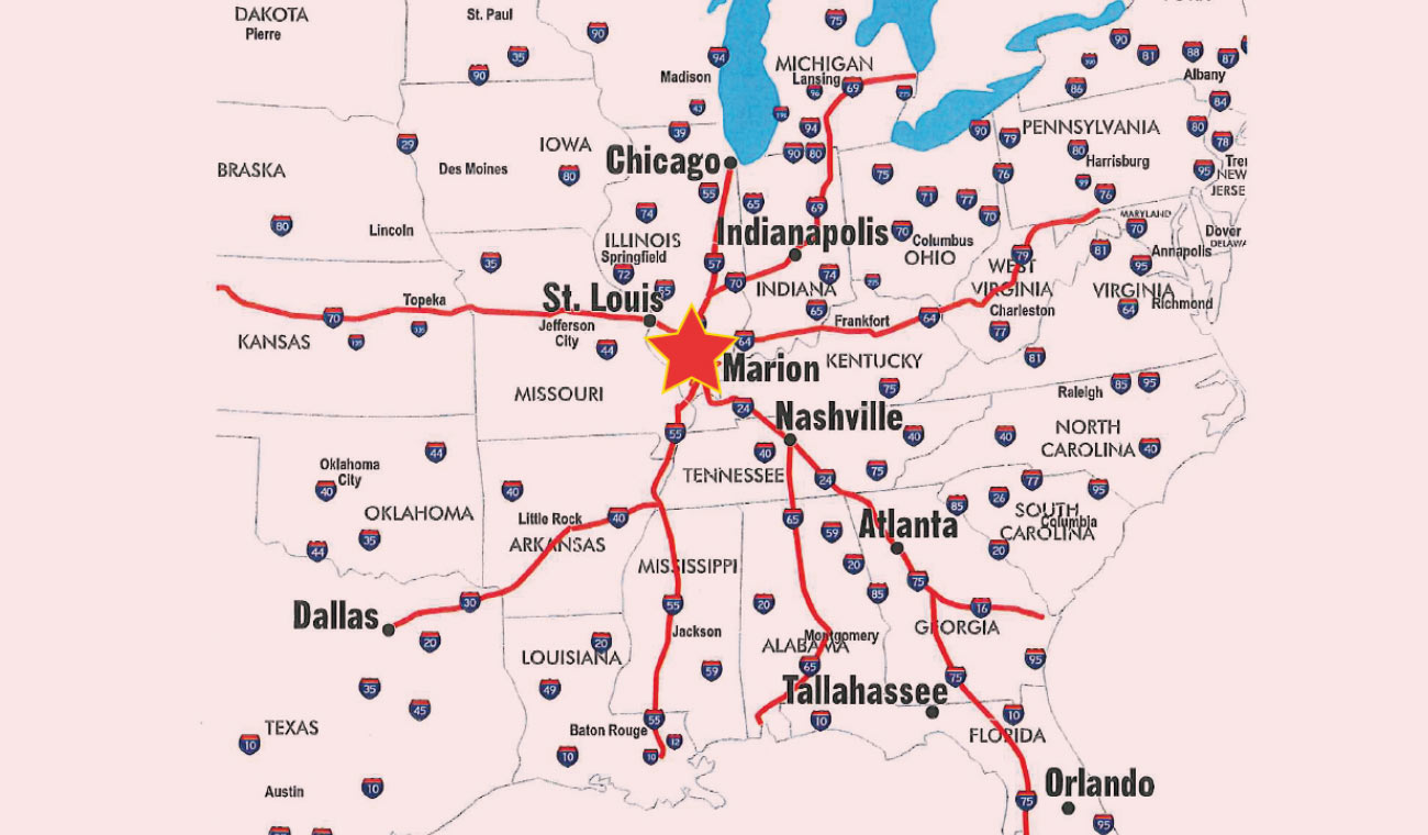 Key-Location-of-Williamson-County-On-USA-Interstate-Map